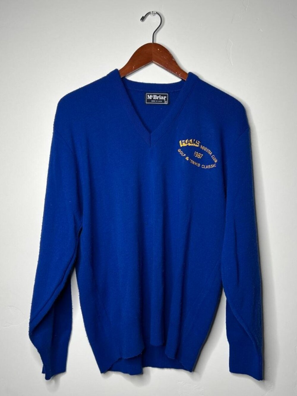 1987 UCLA Rams Booster Club Golf & Tennis Classic Blue V-neck Sweater